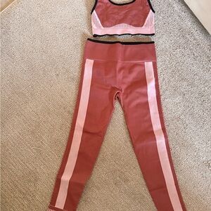 Fabletics terracotta and black 2 piece set